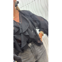 Blouse noir à volant