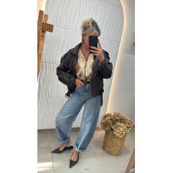 Veste perfecto simili marron