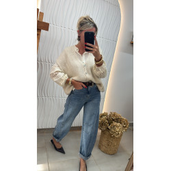 Gilet écru à boutons sans...