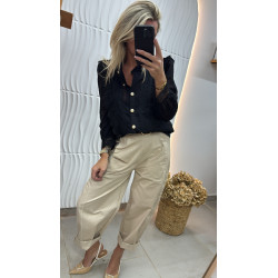 Pantalon coupe barrel beige