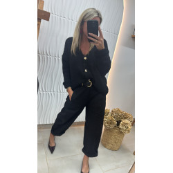 Pantalon coupe barrel noir