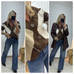 Gilet jacquard marron ultra...