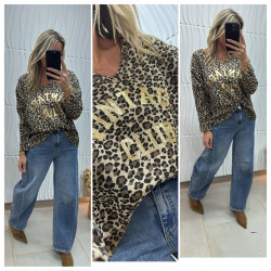 Pull velours leopard...