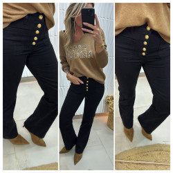 Jeans noir à boutons doré