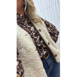 Gilet teddy écru sans manches