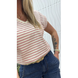 T-shirt marinière rouge