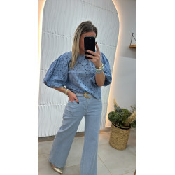 Blouse dentelle bleu