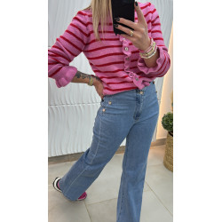 jeans bleu clair boutons doré