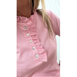 petit pull rose à volant