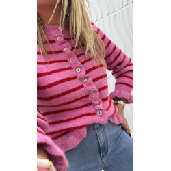 Gilet rayé rose/rouge